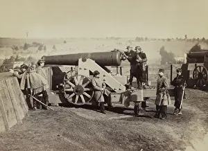 Defense Prints: Officiers at a cannon position at Fort Gaines