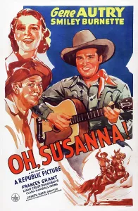 1936 Movies Prints: OH, SUSANNA!, US poster art, from left: Frances Grant, Smiley Burnette, Gene Autry, 1936