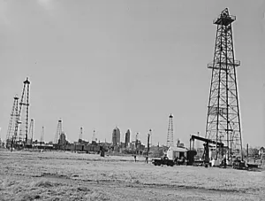 Oklahoma Prints: Oklahoma City, Oklahoma. Oil field discovered about ca. 1930