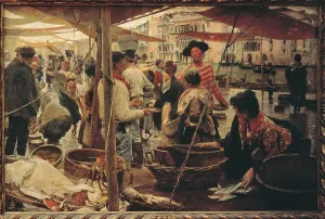 Food And Drink Prints: The Old Fish Market, by Ettore Tito