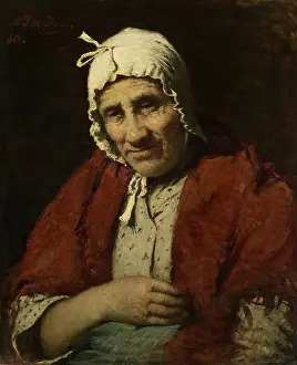 Jewish Prints: Old Jewish Woman, by Meijer Isaac de Haan, 1880, Dutch painting, oil on canvas