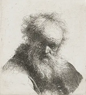 Unkempt Prints: Old Man with Long Beard and White Shirt Sleeve