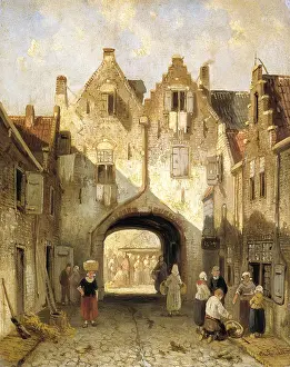 Belgium Prints: The Old Portal, by Charles Leickert, c