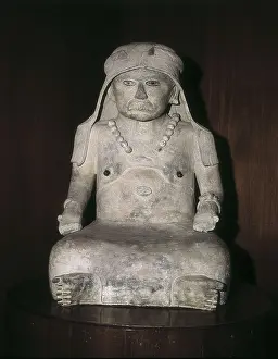 Wimple Prints: Old woman with a headdress. Pre-Columbian art