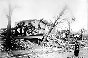 Ruined Prints: Omaha, 25th Street, and Cass, after cyclone, Nebraska, circa 1900