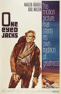 6hp Ec Prints: ONE-EYED JACKS, US poster art, Marlon Brando, 1961