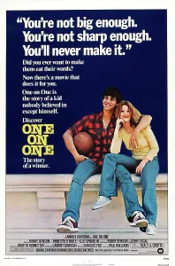 1977 Movies Prints: ONE ON ONE, l-r: Robby Benson, Annette O'Toole on poster art, 1977