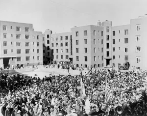 Harlem Prints: Opening of New Deal PWA funded Harlem River Houses in NYC in 1937