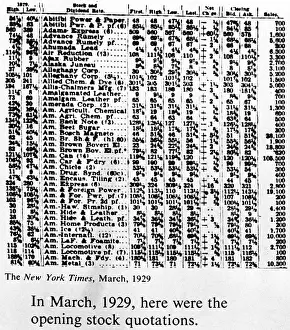 Stock Market Prints: The opening stock quotations in the New York Times newspaper