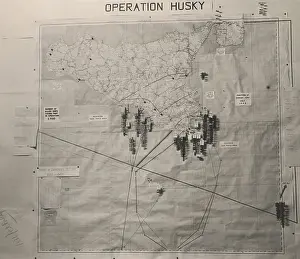 Allies Prints: Operation Husky battle plan for the invasion of Sicily in the White House Map Room
