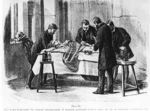Patients Prints: Operation performed with antiseptic precautions, using Lister carbolic acid spray