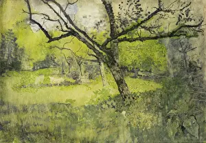 Sunshine Prints: Orchard at Eemnes, by Richard Roland Holst, 1888-95, Dutch painting, oil on canvas