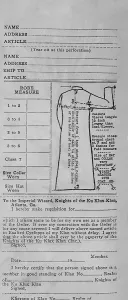 Civil Rights Prints: Order form for a $6.50 Ku Klux Klan uniform