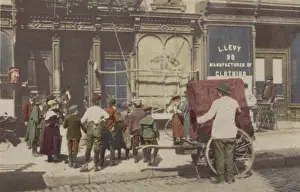 Performers Prints: An organ grinder in the Italian quarter of New York City