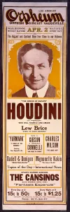 Vaudeville Prints: Orpheum Circuit Vaudeville Poster advertising Harry Houdini