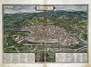 ORTELIUS, Abraham (1527-1598); BRAUN, George (1541-1622); HOGENBERG, Franz (1535-1590). Civitatis Orbis Terrarum (Theatrum orbis terrarum). 1572-1617. Rome (1572). Etching. SPAIN