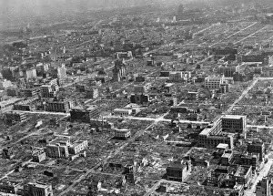 Lcgr1404 Prints: Osaka, Japan, in ruins. Osaka was bombed many times from March 13