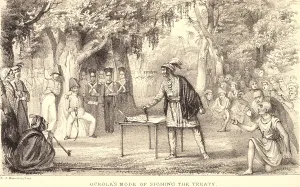 Peace Treaty Prints: Osceola Mode of Signing a Treaty