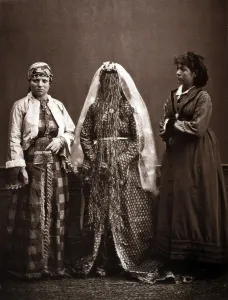 Armenian Prints: The Ottoman Empire, studio portrait of models wearing clothing from Istanbul