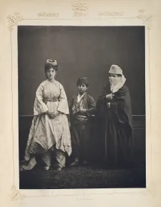 Covered Prints: The Ottoman Empire, studio portrait of models wearing traditional clothing from Istanbul