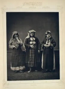 Peasant Prints: The Ottoman Empire, studio portrait of models wearing traditional clothing from Istanbul