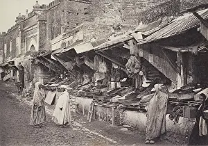 Morocco Prints: Outdoor market where vendors sell dried fruits and vegetables in Fez, Morocco