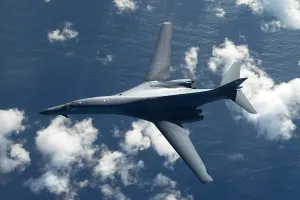 Maneuvers Prints: Overhead view of an US Air Force B-1B Lancer, a stealth, supersonic, heavy bomber