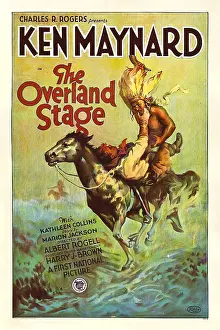 Fighting Prints: THE OVERLAND STAGE, style B poster; on left: Ken Maynard, 1927