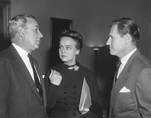 Rockefeller Prints: Oveta Culp Hobby flanked by Senator William Purtel and Undersecretary of HEW