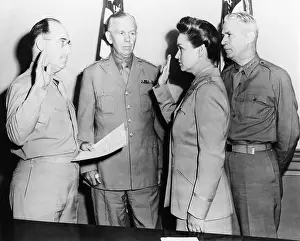 Wacs Prints: Oveta Culp Hobby sworn in as a Colonel in the U.S. Army. July 5, 1943