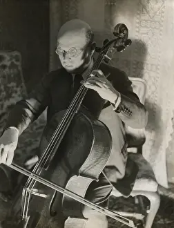 Casals Prints: Pablo Casals, the great cello player in his home in Barcelona