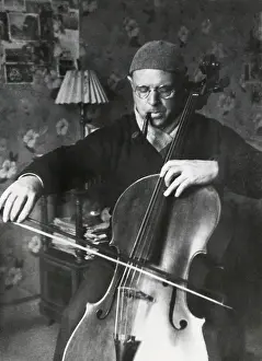 Casals Prints: Pablo Casals, the great cello player in his home in Barcelona