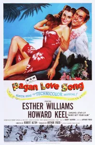 Island Prints: PAGAN LOVE SONG, US poster art, from left: Esther Williams, Howard Keel, 1950