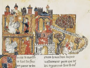 Aristotle 384 332 Bc Prints: Page of Brunetto Latini's book 'Le Livre du Tresor' (The Book of the Treasures)