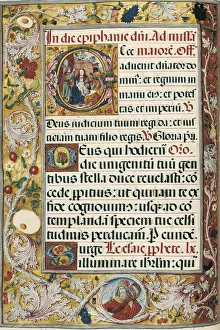 Miniatures Prints: Page with miniature depicting the Ephiphany