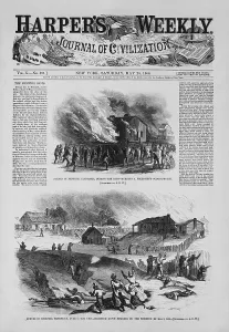 Newspapers Prints: Front Page of a newspaper reports about a race riot in Memphis, Tennessee, May 2, 1866