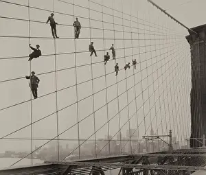 Eugene Prints: Painters on the Brooklyn Bridge Suspender Cables