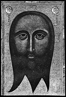 Handkerchief Prints: Painting of the handkerchief of St. Veronica, circa 1900-1920