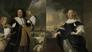 Aert Prints: Pair of portraits of Vice Admiral Aert van Nes and Geertruida