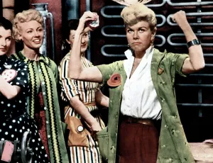 Flexing Muscles Prints: THE PAJAMA GAME, Doris Day, (right), 1957