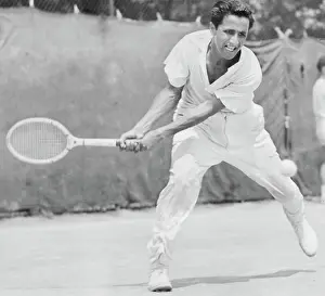 Tennis Court Prints: Pancho (Francisco) Segura, displaying his two-handed drive