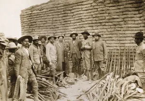 Sombrero Prints: Pancho Villa with his soldiers and a Mutual Film Corporation interpreter and cameramen