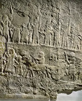 Iraqis Prints: Detail of a panel. Depiction of the exodus of the people from a conquered city