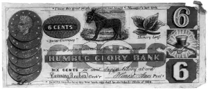 Finance Prints: The Panic of 1837. Political cartoon mocking temporary bank notes. 1837