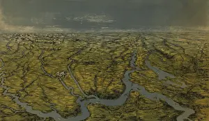 Horizon Prints: Panoramic birds eye view looking south from Cairo