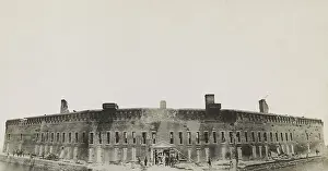 Governor Prints: Panoramic photo of Ft. Sumter after its surrender and April 14