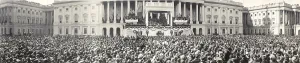 Inaugurations Prints: Panoramic photo of the inauguration of President Warren Harding (1865-1923) at the US Capitol on March 4