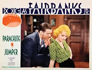 Fairbanks Prints: PARACHUTE JUMPER, US lobbycard, from left: Douglas Fairbanks, Jr. Bette Davis, 1933