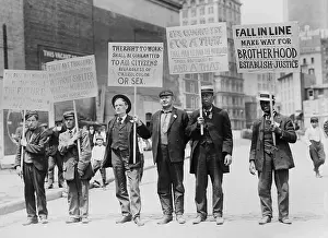 Demonstration Prints: Parade of unemployed men, carrying signs