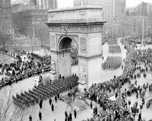 From Above Prints: Paratroopers of the 82nd Airborne Division march through Washington Square Arch in homage to those who fought